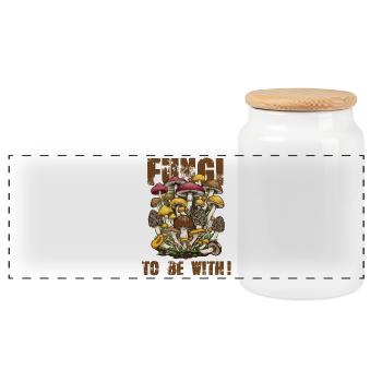 Fungi To Be With - Panoramic Cookie Jar with Wooden Lid - white - Front
