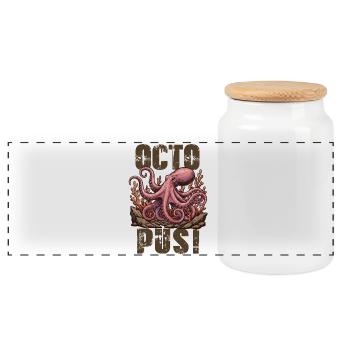 Poulpe Octopus Géant Vintage - Boîte à biscuits avec couvercle en bois - blanc - Devant