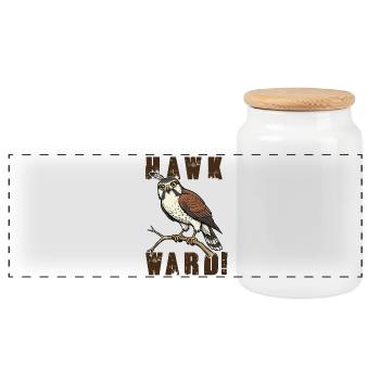 Humour Faucon Hawkward Vintage - Boîte à biscuits avec couvercle en bois - blanc - Devant