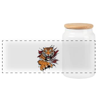 Tigre Rugissant Griffe Sauvage - Boîte à biscuits avec couvercle en bois - blanc - Devant
