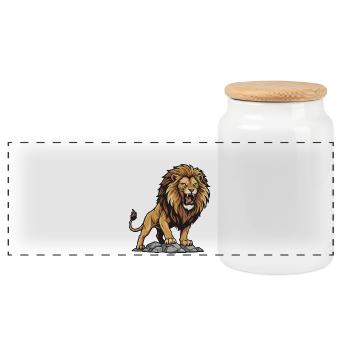 Lion sur son Rocher (King of the Jungle) - Boîte à biscuits avec couvercle en bois - blanc - Devant