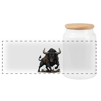 Furious Taurus Charge Power - Panoramic Cookie Jar with Wooden Lid - white - Front