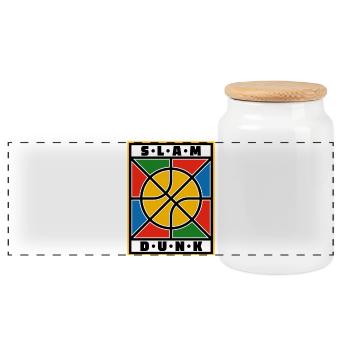 Basketball de dunks - Boîte à biscuits avec couvercle en bois - blanc - Devant