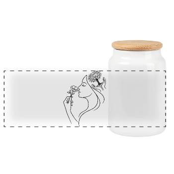 Femme Floral Nature - Boîte à biscuits avec couvercle en bois - blanc - Devant