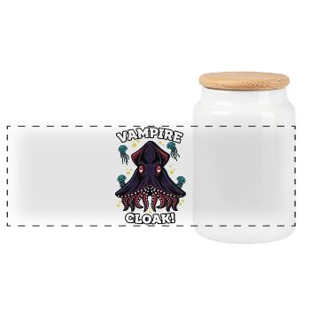 Humour Calmar Vampire Cloak Abysses - Boîte à biscuits avec couvercle en bois - blanc - Devant