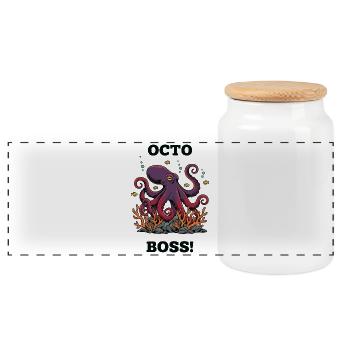 OctoBoss Poulpe Roi des Récifs - Boîte à biscuits avec couvercle en bois - blanc - Devant