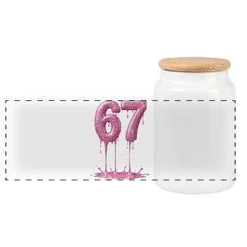 67 Pink Glitter Dripping - Panoramic Cookie Jar with Wooden Lid - white - Front
