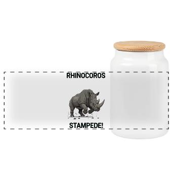 Rhinoceros Stampede Wildangriff - Panorama Keksdose mit Holzdeckel - Weiß - Vorne