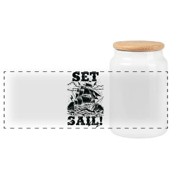 Set Sail Tempête Noire Vintage - Boîte à biscuits avec couvercle en bois - blanc - Devant