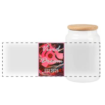 Vivid Dream Established 2025 - Panoramic Cookie Jar with Wooden Lid - white - Front
