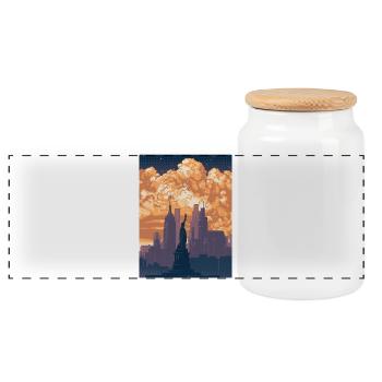 Statue rétro en pixel art de la Liberté - Boîte à biscuits avec couvercle en bois - blanc - Devant