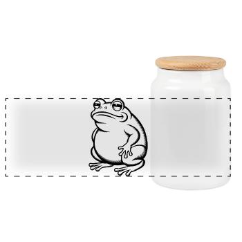 Dicke fette Kröte - Dicker fetter Frosch - Panorama Keksdose mit Holzdeckel - Weiß - Vorne