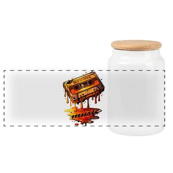 Illustration de cassette Old School Fondant - Boîte à biscuits avec couvercle en bois - blanc - Devant