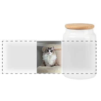 Roi des Chats Pelucheux - Boîte à biscuits avec couvercle en bois - blanc - Devant