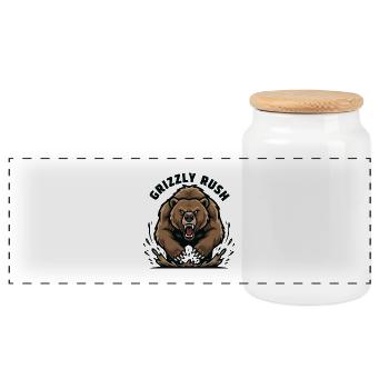 Grizzly Rush Bear Force Charge - Panoramic Cookie Jar with Wooden Lid - white - Front