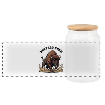 Buffalo Rush Wild Buffalo Force - Panoramic Cookie Jar with Wooden Lid - white - Front