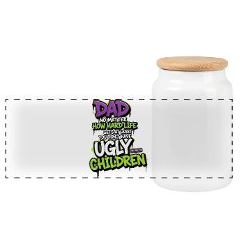 Papa, au moins tu n’as pas d’enfants moches - Boîte à biscuits avec couvercle en bois - blanc - Devant