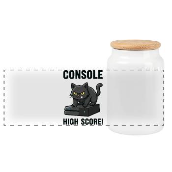 Console High Score Chat Gamer Jeux - Boîte à biscuits avec couvercle en bois - blanc - Devant