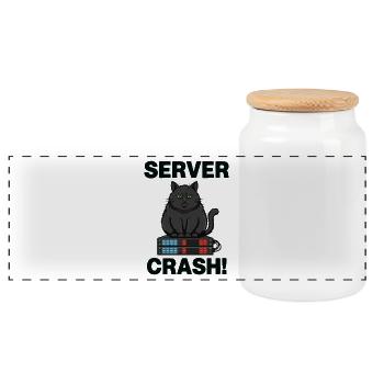 Serverabsturz Chat-Computer-Humor - Panorama Keksdose mit Holzdeckel - Weiß - Vorne