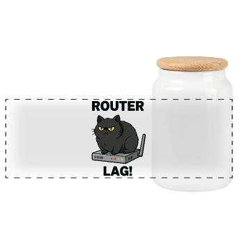 Router Lag Chat Internet Humor - Panoramic Cookie Jar with Wooden Lid - white - Front