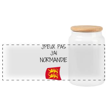 J'peux pas J'ai Normandie - Boîte à biscuits avec couvercle en bois - blanc - Devant