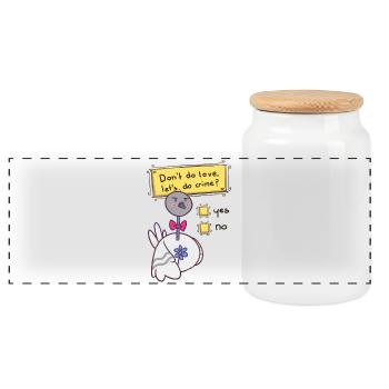 Ne fais pas d’amour - Boîte à biscuits avec couvercle en bois - blanc - Devant