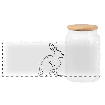 Kunst-Hase – Kunst trifft Dekoration - Panorama Keksdose mit Holzdeckel - Weiß - Vorne