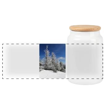 Winterwald Schneezauber - Panorama Keksdose mit Holzdeckel - Weiß - Vorne