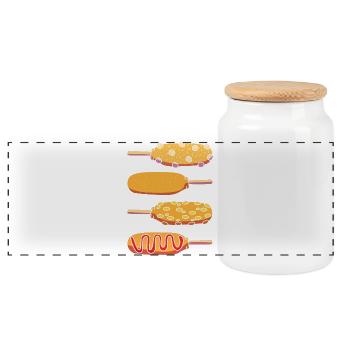 Corn dog - Panoramic Cookie Jar with Wooden Lid - white - Front