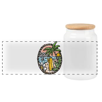 Vintage Palm Beach Abzeichen - Panorama Keksdose mit Holzdeckel - Weiß - Vorne
