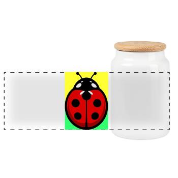 ladybird - Panoramic Cookie Jar with Wooden Lid - white - Front