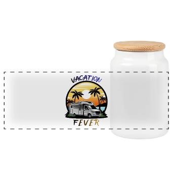  Sigura design Vacation Fever Sunset Camper - Panoramic Cookie Jar with Wooden Lid - white - Front