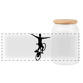 Artistic cycling, artistic cycling, indoor cycling - Panoramic Cookie Jar with Wooden Lid - white - Front