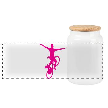 Artistic cycling, artistic cycling, indoor cycling - Panoramic Cookie Jar with Wooden Lid - white - Front