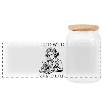 Beethoven - Panoramic Cookie Jar with Wooden Lid - white - Front