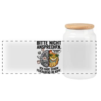Feierabend Kopf-Konflikt - Panorama Keksdose mit Holzdeckel - Weiß - Vorne
