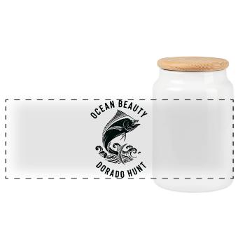 Pêche Mer Dorado - Boîte à biscuits avec couvercle en bois - blanc - Devant