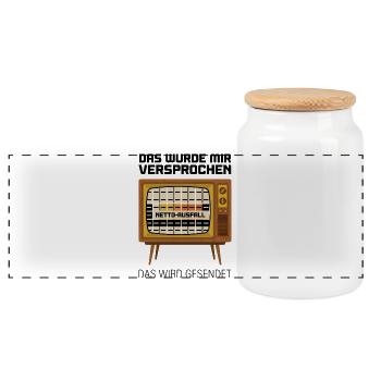 Net Failure Retro TV - Panoramic Cookie Jar with Wooden Lid - white - Front