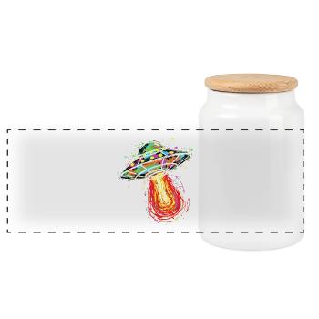 UFO Space Scribble Scribble Color - Panoramic Cookie Jar with Wooden Lid - white - Front