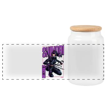Combattant Shinobi de l’Ombre - Boîte à biscuits avec couvercle en bois - blanc - Devant