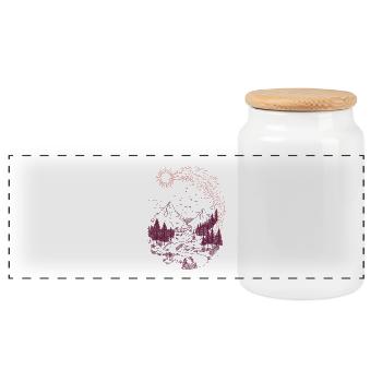 Mountain path Sonnenring - Panoramic Cookie Jar with Wooden Lid - white - Front