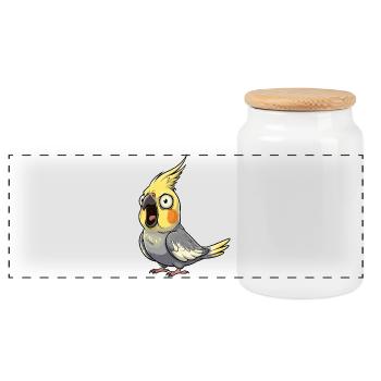 Émeute de la calopsitte jaune - Boîte à biscuits avec couvercle en bois - blanc - Devant