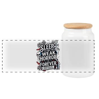 Sleep Is for the Weak Horror Forever - Panoramic Cookie Jar with Wooden Lid - white - Front