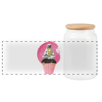 Yoga Panda Cupcake Rose mignon, Namaste Ohm - Boîte à biscuits avec couvercle en bois - blanc - Devant
