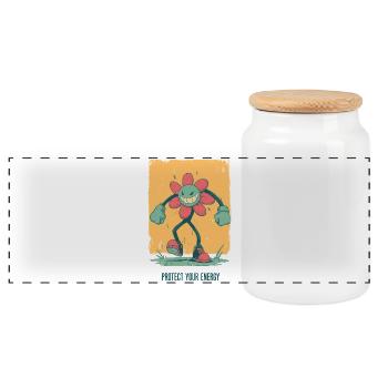 Motif fleur de protection énergétique - Boîte à biscuits avec couvercle en bois - blanc - Devant