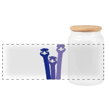 Nandu, tête d’autruche, émeu, autruche - Boîte à biscuits avec couvercle en bois - blanc - Devant