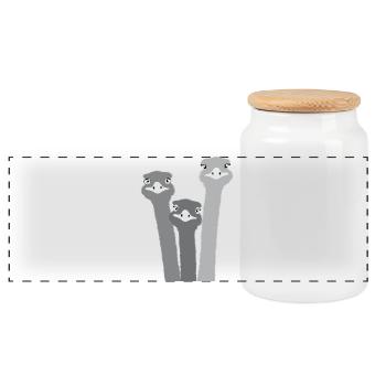 Nandu, tête d’autruche, émeu, autruche - Boîte à biscuits avec couvercle en bois - blanc - Devant