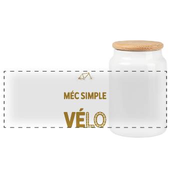 mec simple aime le vélo et apéro humour homme velo - Boîte à biscuits avec couvercle en bois - blanc - Devant