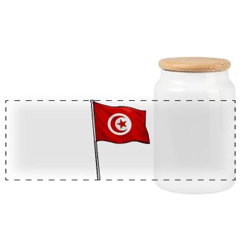 Tunesische Flagge im Rotweiß-Kontrast - Panorama Keksdose mit Holzdeckel - Weiß - Vorne