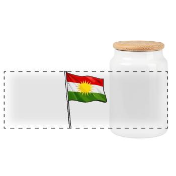 Kurdistan Flag Sunstar - Panoramic Cookie Jar with Wooden Lid - white - Front